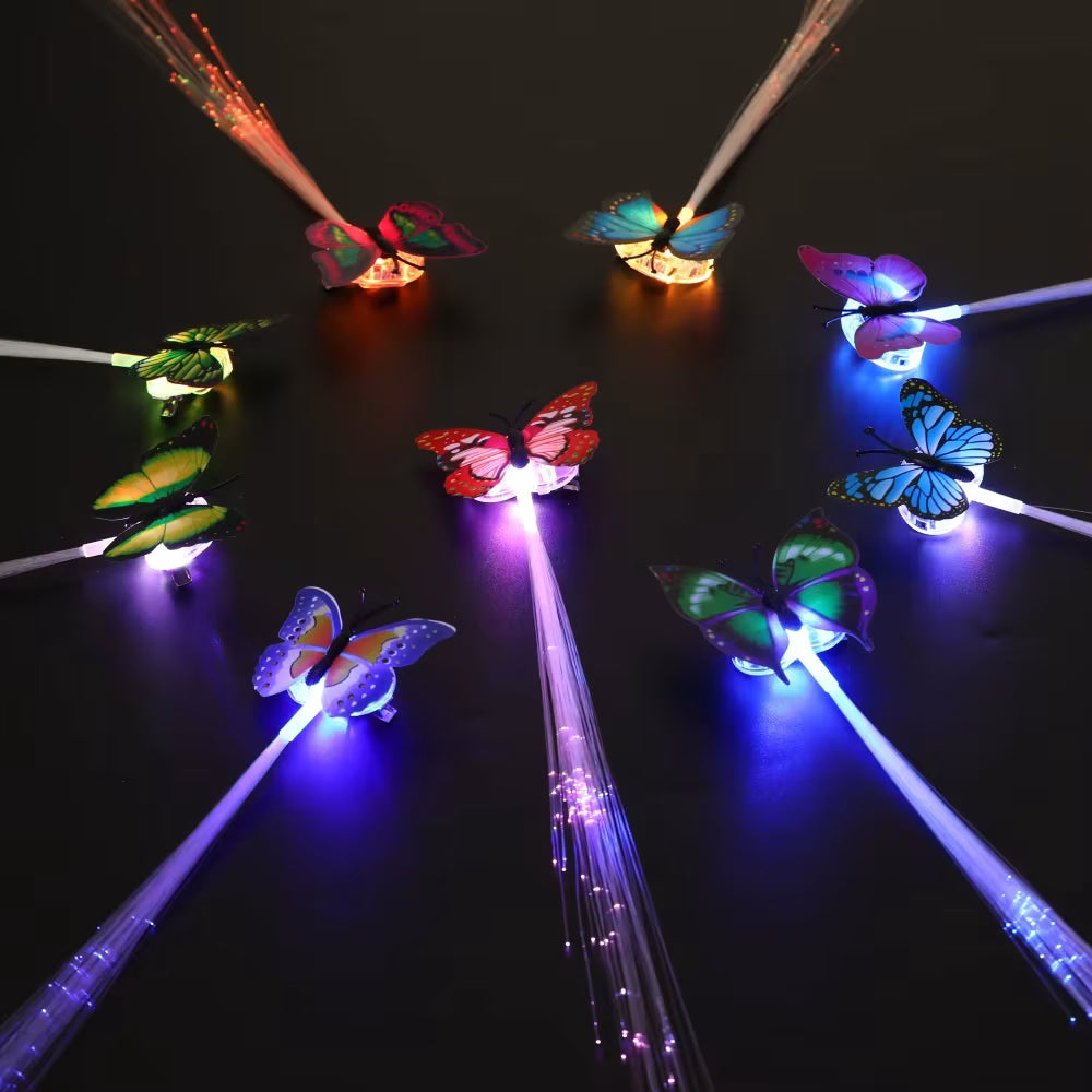 Hair Flash Braid Light Up Butterfly Flashing Fashion Light Up Optic Fiber Creative Led Braid Party Hair Accessories For Women (set of 5)