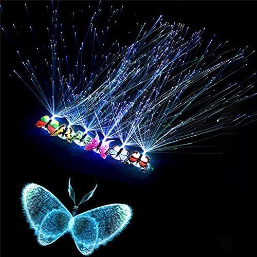 Hair Flash Braid Light Up Butterfly Flashing Fashion Light Up Optic Fiber Creative Led Braid Party Hair Accessories For Women (set of 5)