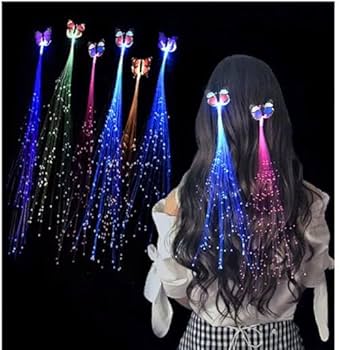 Hair Flash Braid Light Up Butterfly Flashing Fashion Light Up Optic Fiber Creative Led Braid Party Hair Accessories For Women (set of 5)