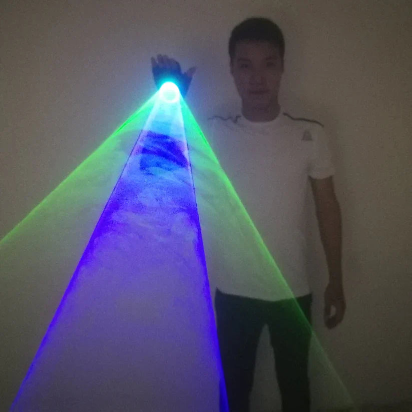 ZYOZ Blue Rotating Laser Gloves LED Palm Gyro Whirlwind Finger Lamp Handheld Cannon DJ Dancing Club Tunnel Effect Party Novelties Secondary image