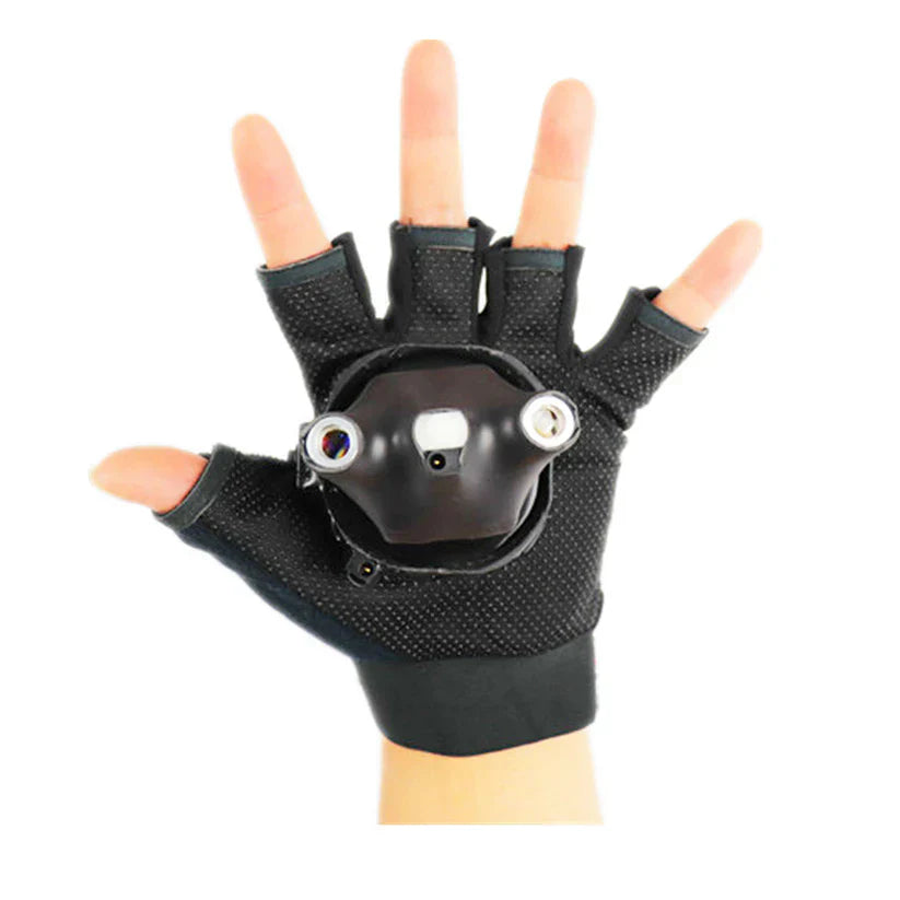 Blue Rotating Laser Gloves LED Palm Gyro Whirlwind Finger Lamp Handheld Cannon DJ Dancing Club Tunnel Effect Party Novelties