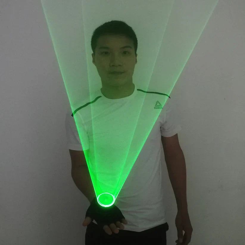 Blue Rotating Laser Gloves LED Palm Gyro Whirlwind Finger Lamp Handheld Cannon DJ Dancing Club Tunnel Effect Party Novelties