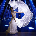 ZYOZ LED Long Fan Veil for Belly Dance – Light Up Silk Rainbow Dance Fan Props for Stage Complete Performance Set includes pair of LED long fans (Left & Right) Festivals, Costume & Events Random 1pc
