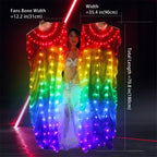 ZYOZ LED Long Fan Veil for Belly Dance – Light Up Silk Rainbow Dance Fan Props for Stage Complete Performance Set includes pair of LED long fans (Left & Right) Festivals, Costume & Events Random 1pc