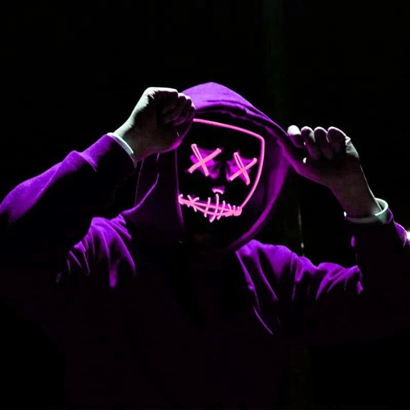 Party Propz Horror mask for men - 1 Pcs, Ghost Face | hacker mask | horror face | devil Masks | Masks for party | light masks | Neon Party Halloween LED Mask