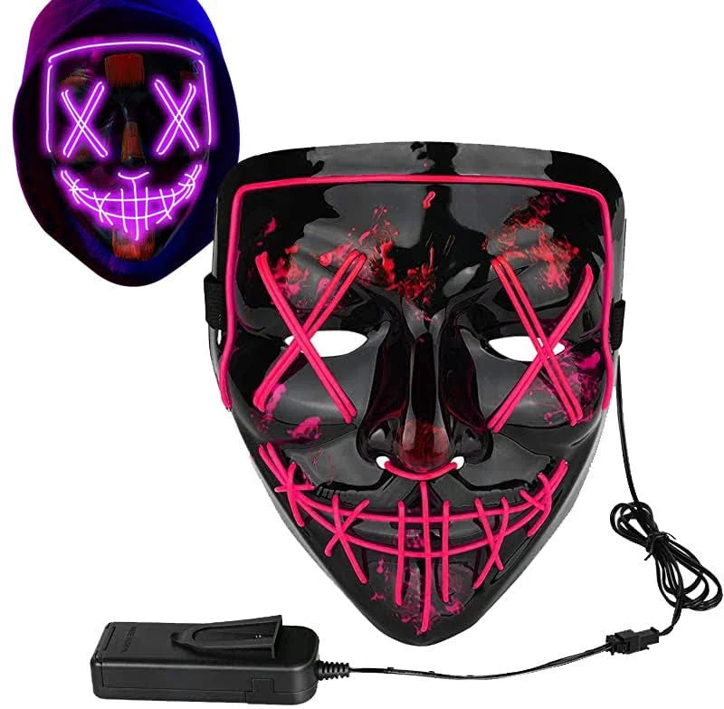 ZYOZ Party Propz Horror mask for men - 1 Pcs, Ghost Face | hacker mask | horror face | devil Masks | Masks for party | light masks | Neon Party Halloween LED Mask Main image