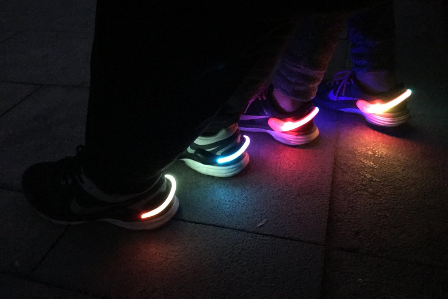 LED Shoe Clip Lights Pack of 2 Reflective Safety Night Running Gear for Runners Joggers Bikers Walkers Color Changing RGB Strobe Modes and Steady Color Flash Mode Water Resistant