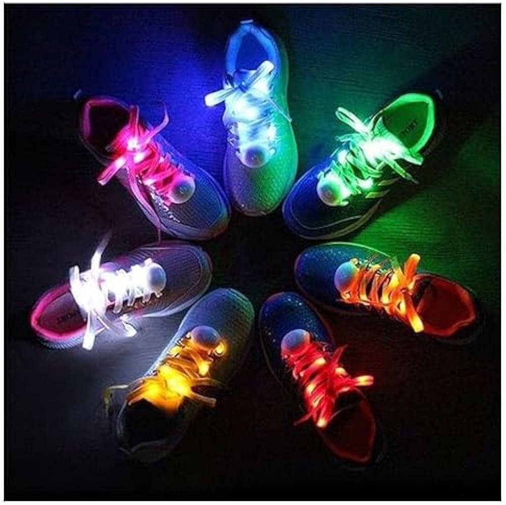 High Visibility Soft Nylon Light Up Shoelace with 3 Modes for Night Safety Running Biking, Or Cool Disco Party, Cosplay, Hip-hop Dance (1 Pair)