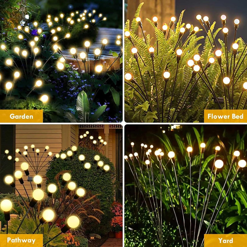 ZYOZ Firefly Solar Garden Lights Outdoor: Waterproof 8 LED Vibrant Starburst Swaying Lights, Solar Powered for Planter Decoration