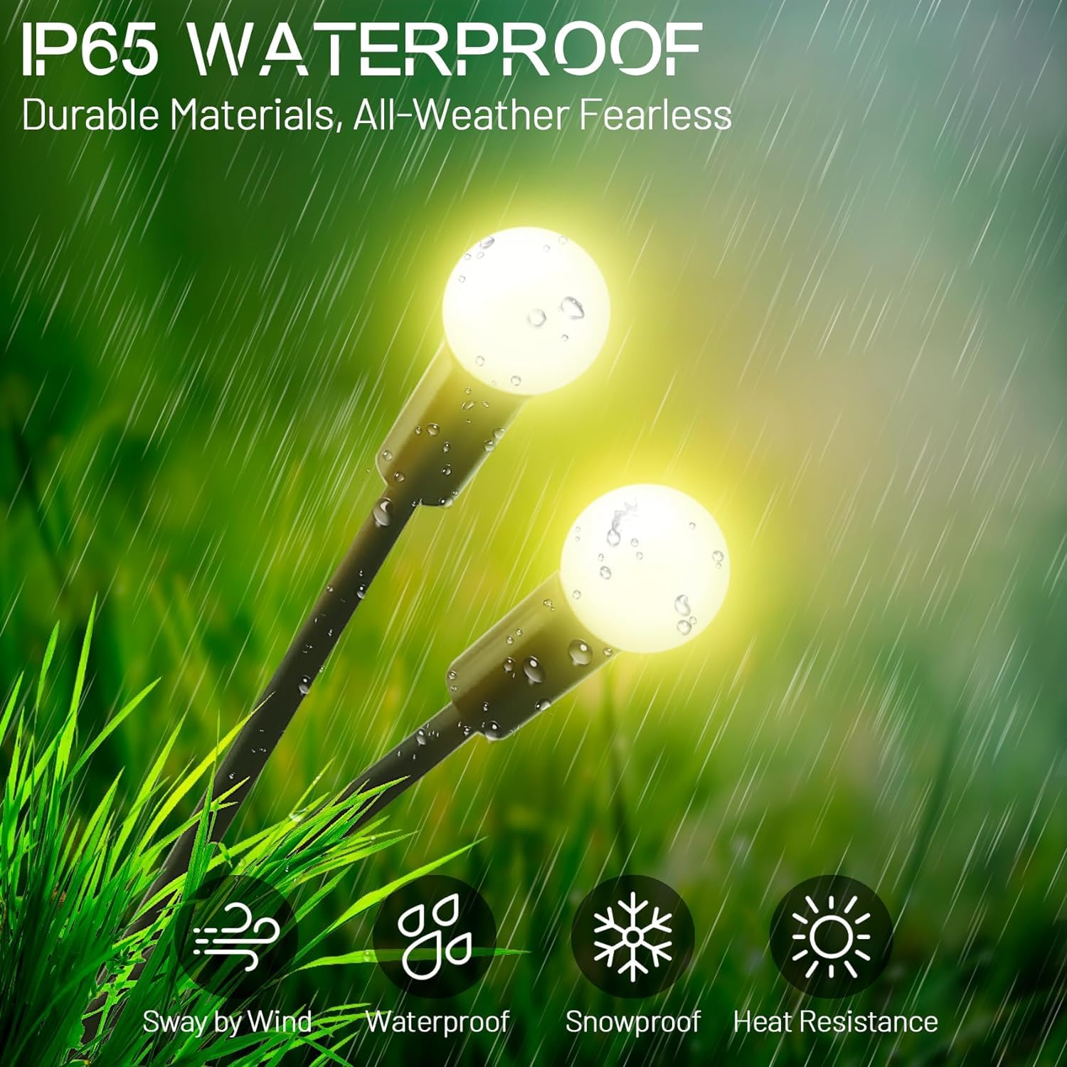 ZYOZ Firefly Solar Garden Lights Outdoor: Waterproof 8 LED Vibrant Starburst Swaying Lights, Solar Powered for Planter Decoration Main image