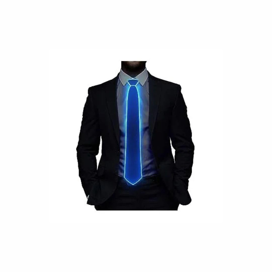 ZYOZ Light Up LED Neck Tie for Men, Glow in the Dark LED Necktie, Light Up LED Neon Ties, Costume Accessory for Rave Party, Night Show, Pack of 1(random colour) Secondary image