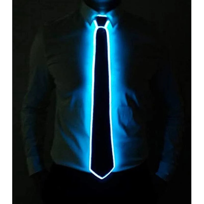 Light Up LED Neck Tie for Men, Glow in the Dark LED Necktie, Light Up LED Neon Ties, Costume Accessory for Rave Party, Night Show, Pack of 1(random colour)
