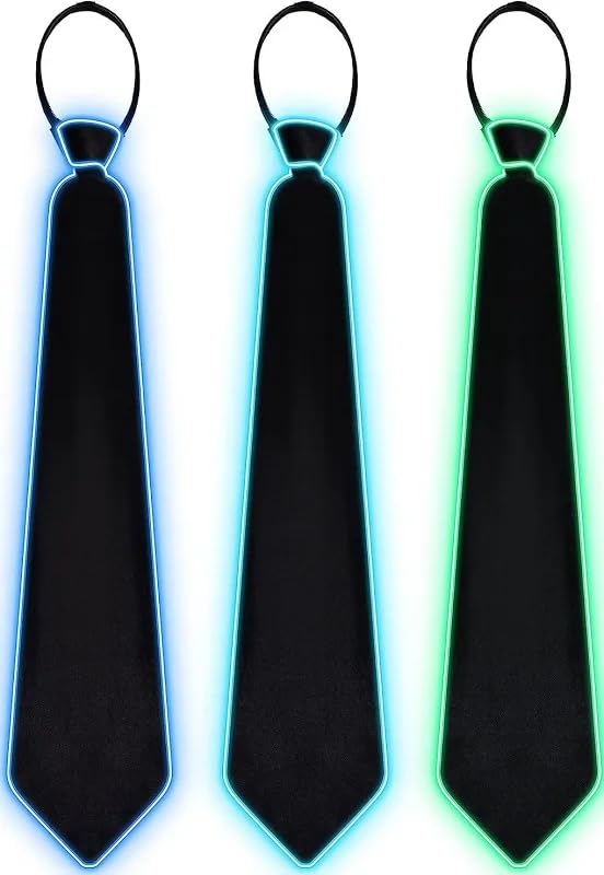 Light Up LED Neck Tie for Men, Glow in the Dark LED Necktie, Light Up LED Neon Ties, Costume Accessory for Rave Party, Night Show, Pack of 1(random colour)