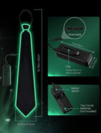 Light Up LED Neck Tie for Men, Glow in the Dark LED Necktie, Light Up LED Neon Ties, Costume Accessory for Rave Party, Night Show, Pack of 1(random colour)