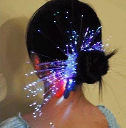 Zyoz LED Fiber Optic Hair Extensions | Glow-in-the-Dark Light-Up Hair Clips for Festivals pack of 5