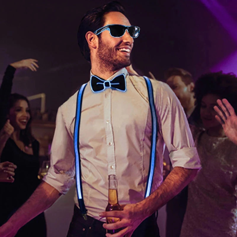 ZYOZ LED Glow Suspenders – Light Up Formal Wear for Festivals, Raves & Parties