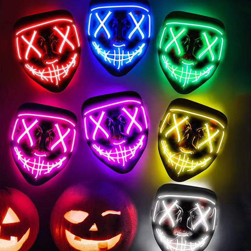 ZYOZ Party Propz Horror mask for men - 1 Pcs, Ghost Face | hacker mask | horror face | devil Masks | Masks for party | light masks | Neon Party Halloween LED Mask Secondary image