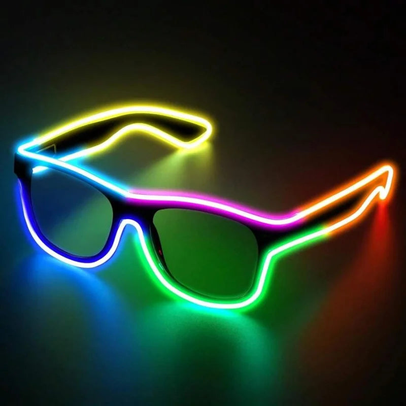 Zyoz Cordless EL Wire Glowing Eyewear – Multi-Color Wireless LED Party Sunglasses (clear lance)