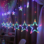 12 Star Diwali Curtain String LED Lights for Decoration, Window Lights with 8 Flashing Modes, Home Decoration for Diwali, Wedding, Party, Christmas, Balcony - Warm White