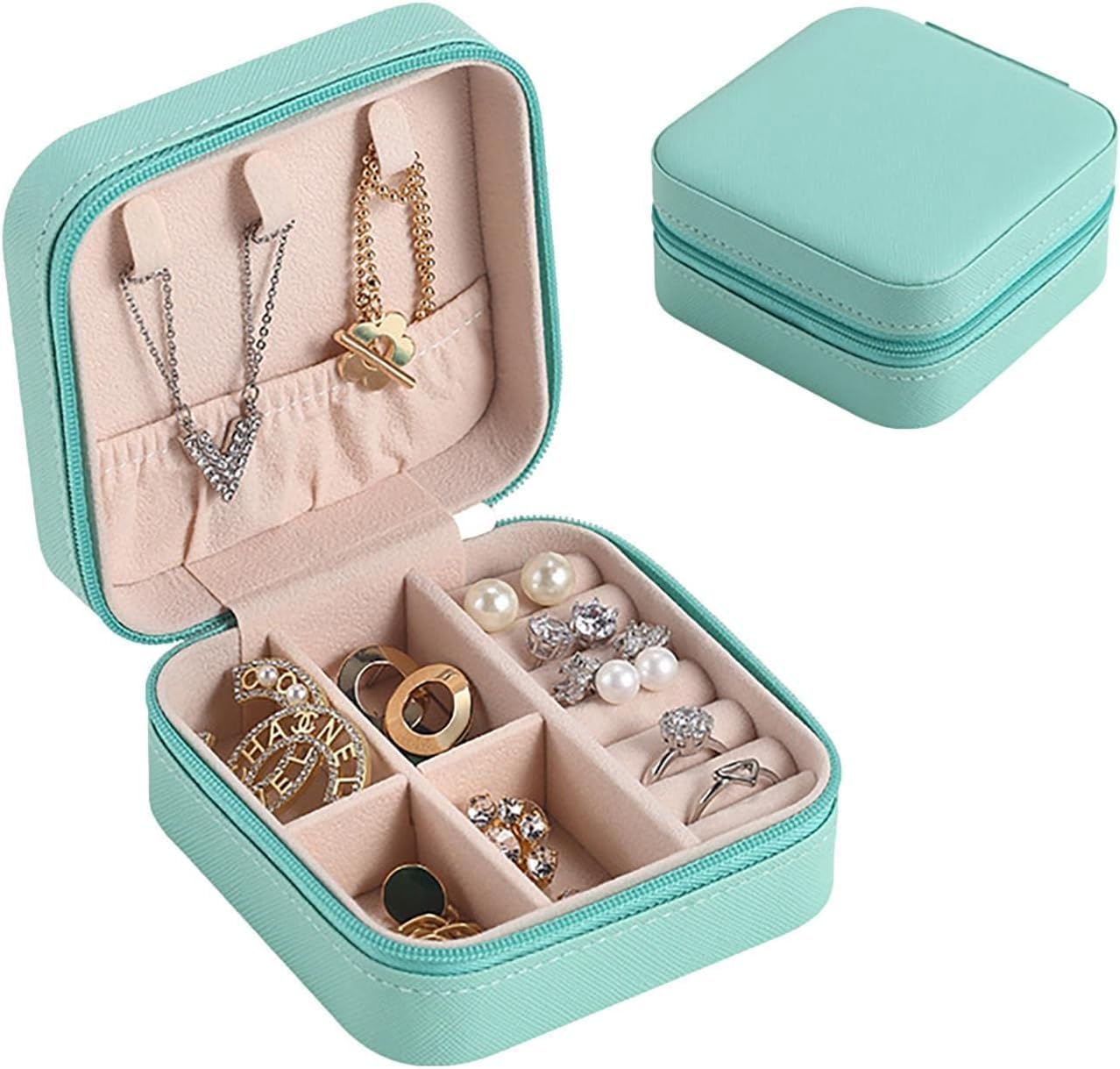 Leather Small Jewelry Box For Necklace, Bracelet, Pendant, Earring Travel Portable Jewelry Case Main image