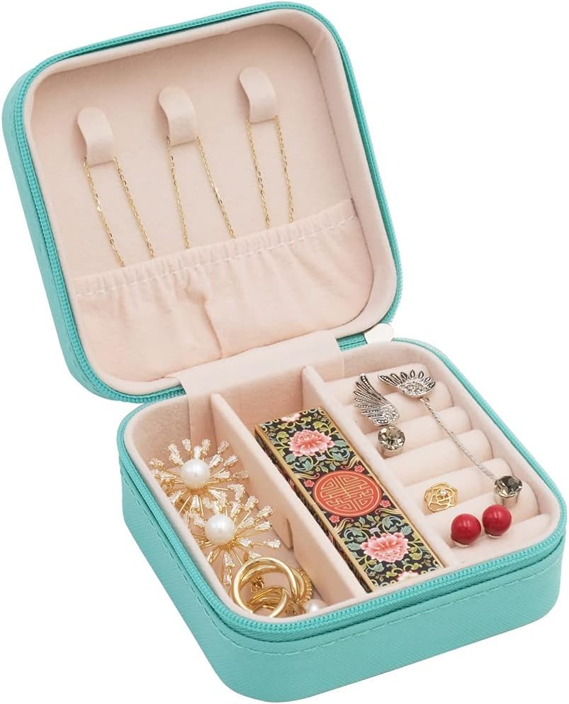 Leather Small Jewelry Box For Necklace, Bracelet, Pendant, Earring Travel Portable Jewelry Case