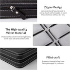 Watch Organizer Box - 6 Slot Holder with Removable Pillow, PU Leather Zippered Case for Men & Women, Travel Watch Storage