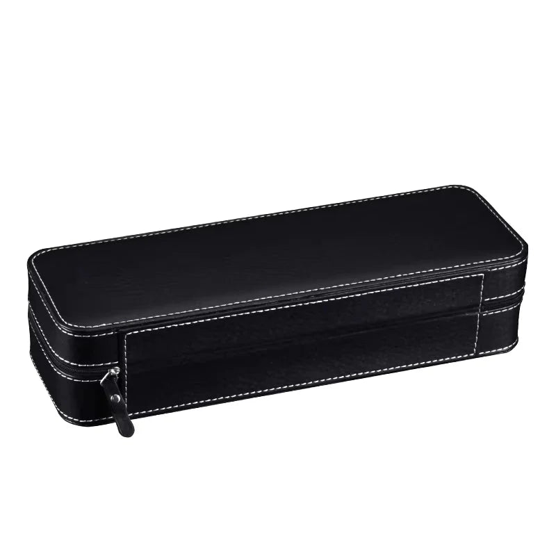 Watch Organizer Box - 6 Slot Holder with Removable Pillow, PU Leather Zippered Case for Men & Women, Travel Watch Storage