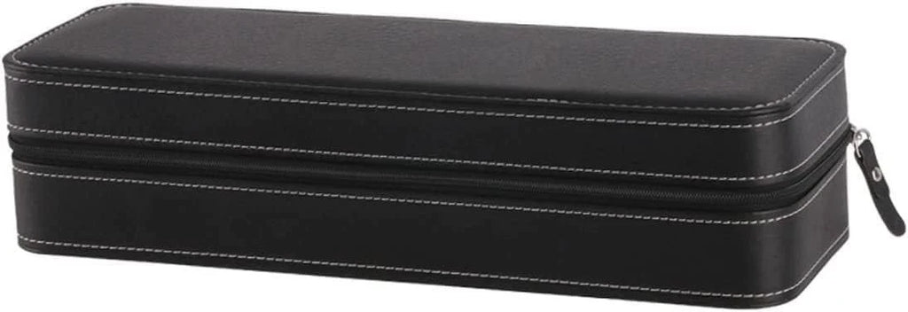 Watch Organizer Box - 6 Slot Holder with Removable Pillow, PU Leather Zippered Case for Men & Women, Travel Watch Storage