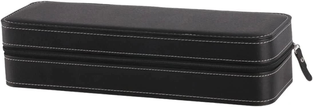 Watch Organizer Box - 6 Slot Holder with Removable Pillow, PU Leather Zippered Case for Men & Women, Travel Watch Storage