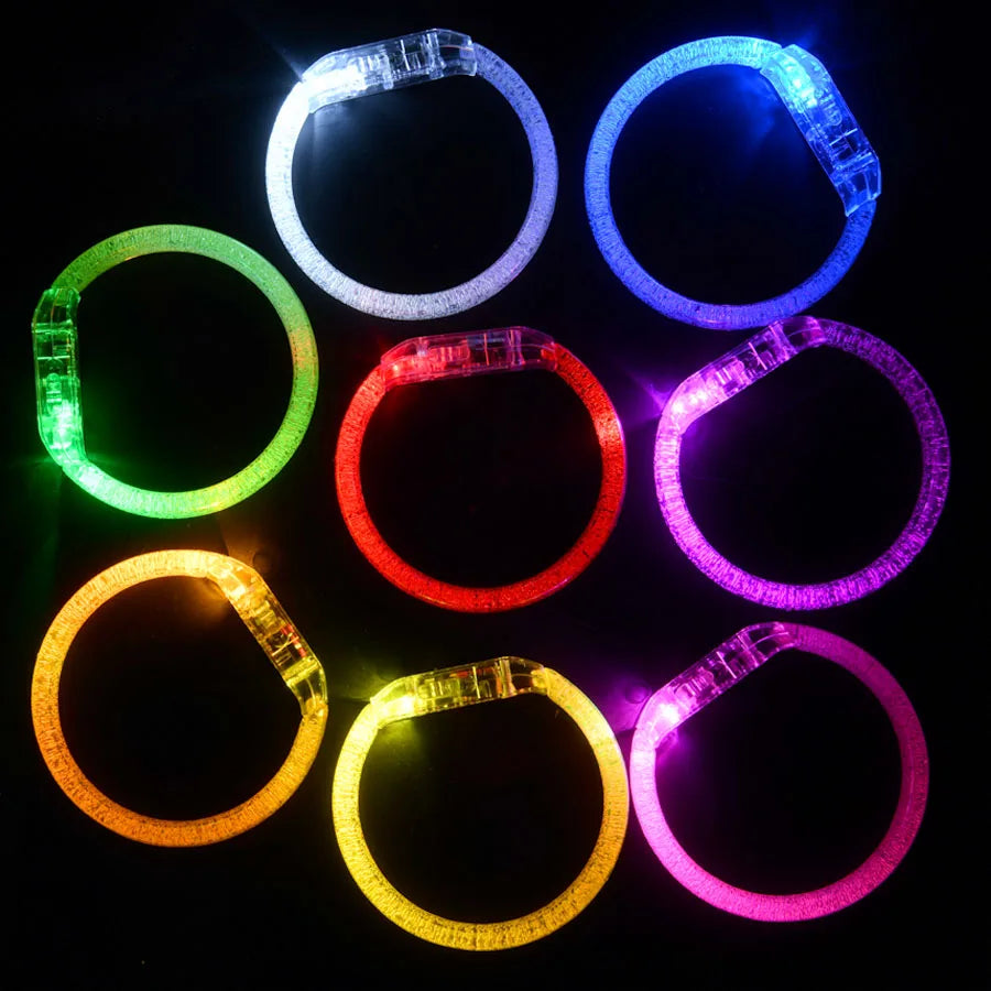 ZYOZ LED Flash Bracelet Glow in the Dark Light Up Wristband Colorful Bubble Bangle Concert Party Rave (SET OF 5)