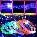 ZYOZ LED Flash Bracelet Glow in the Dark Light Up Wristband Colorful Bubble Bangle Concert Party Rave (SET OF 5)