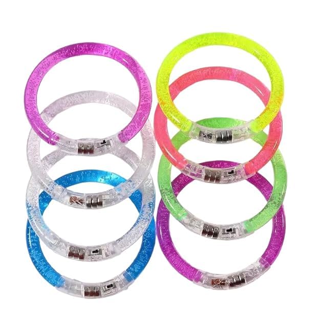 ZYOZ LED Flash Bracelet Glow in the Dark Light Up Wristband Colorful Bubble Bangle Concert Party Rave (SET OF 5)