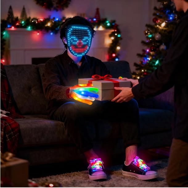 Zyoz Smart LED Face Mask Bluetooth App Controlled Light-Up Mask for DJ, Raves & Halloween