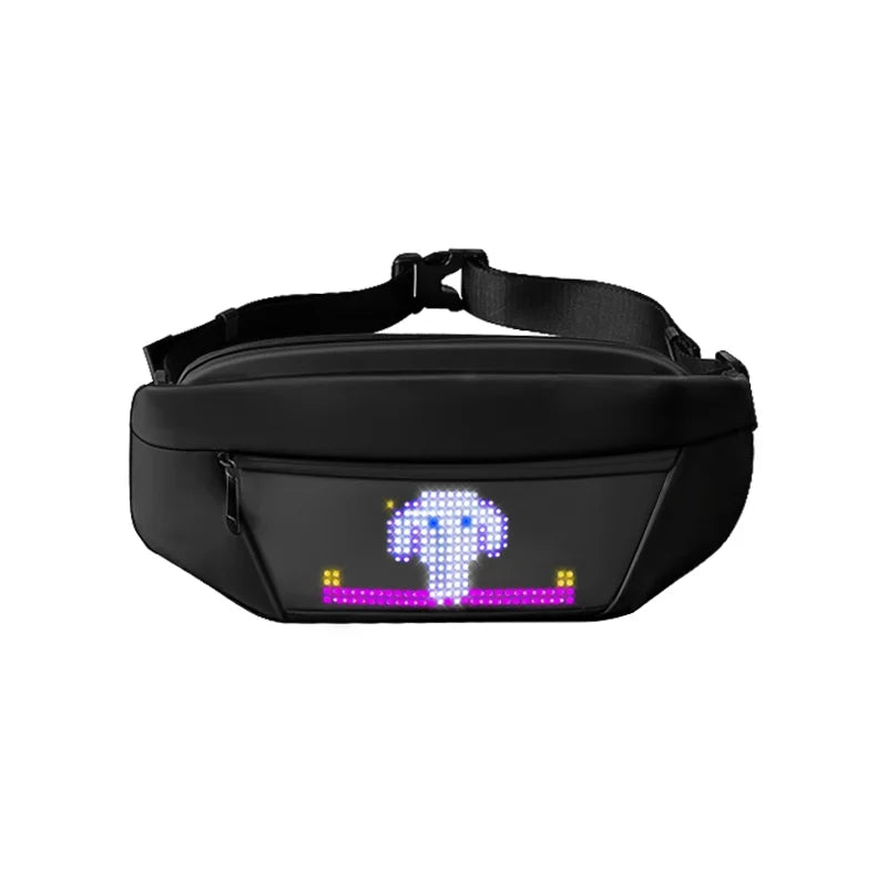 ZYOZ Smart LED Sling Bag – Premium Pixel Art Crossbody Chest Bag with App Control | Waterproof Fanny Pack Waist Belt Bag with Programmable LED Screen Display for Travel, Festivals & Cycling (Black) 1pc