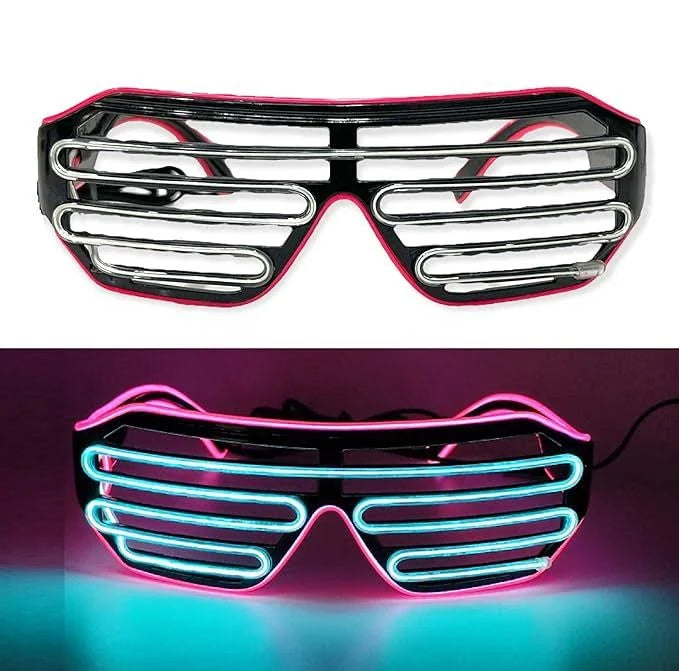 ZYOZ LED Shutter Party Glasses – Neon Light Up Rave Glasses for Festivals, DJ Nights & Events 1 pc (Random Color)
