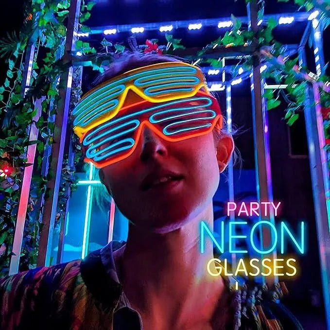 ZYOZ LED Shutter Party Glasses – Neon Light Up Rave Glasses for Festivals, DJ Nights & Events 1 pc (Random Color)