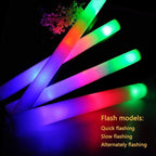Foam Glow Sticks Bulk ,Glow in the Dark Party Supplies with 3 Modes Colorful Flashing for Party Birthday Concert Halloween Christma (set of 5 )s