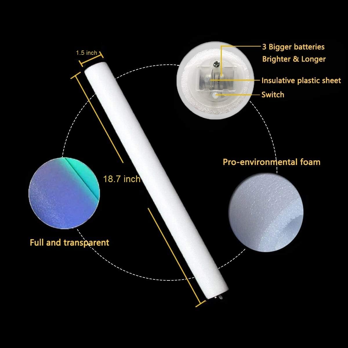 Foam Glow Sticks Bulk ,Glow in the Dark Party Supplies with 3 Modes Colorful Flashing for Party Birthday Concert Halloween Christma (set of 5 )s