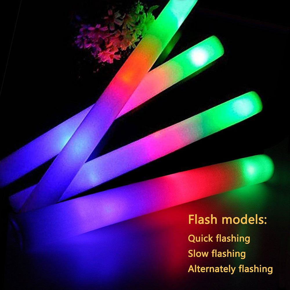 Foam Glow Sticks Bulk ,Glow in the Dark Party Supplies with 3 Modes Colorful Flashing for Party Birthday Concert Halloween Christma (set of 5 )s