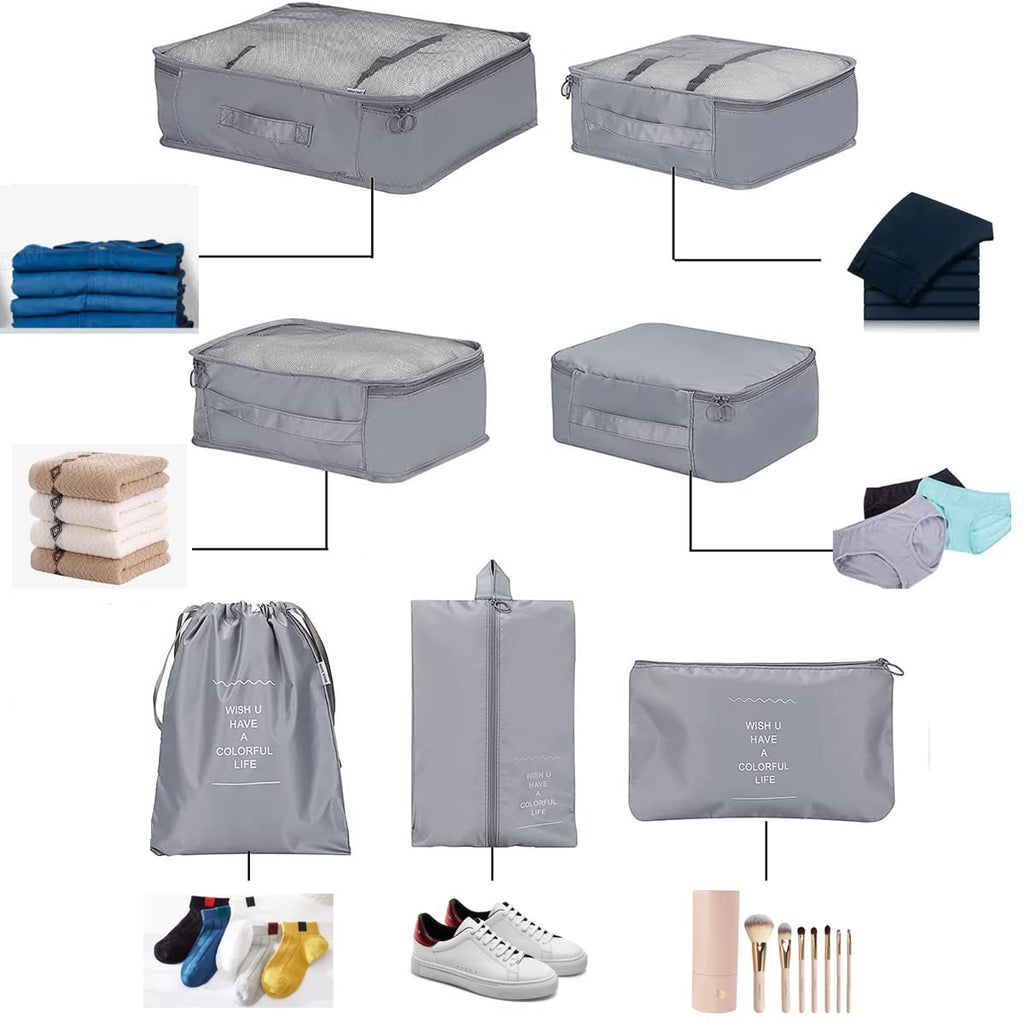 7 Pcs Travel Organizer Pouch Packing Cubes for Travel Essentials Toiletry Bag, Travel Luggage Organizers with Laundry Bag Travel Pouch, Packing Cubes Organizer