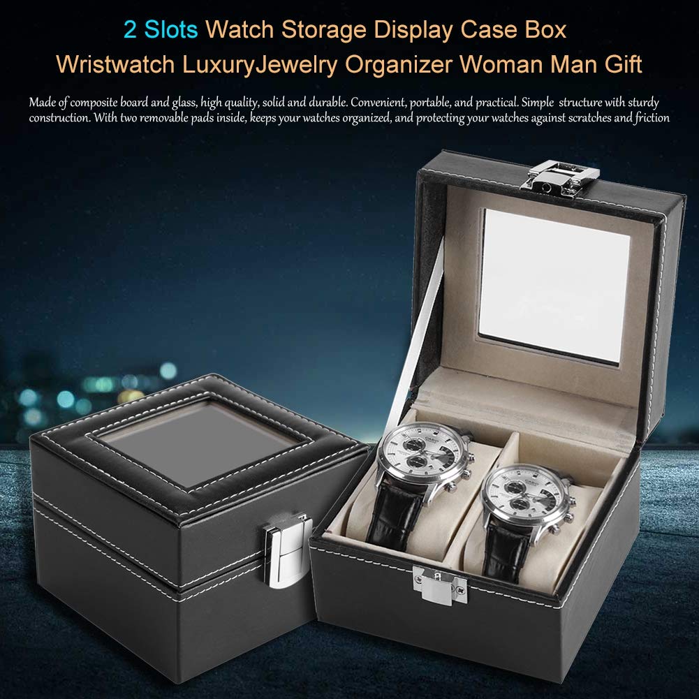 Luxury Leather Watch Box Premium 2 Slot Watch Organizer Box For Watch Collectors, Gifts 1 pc Secondary image