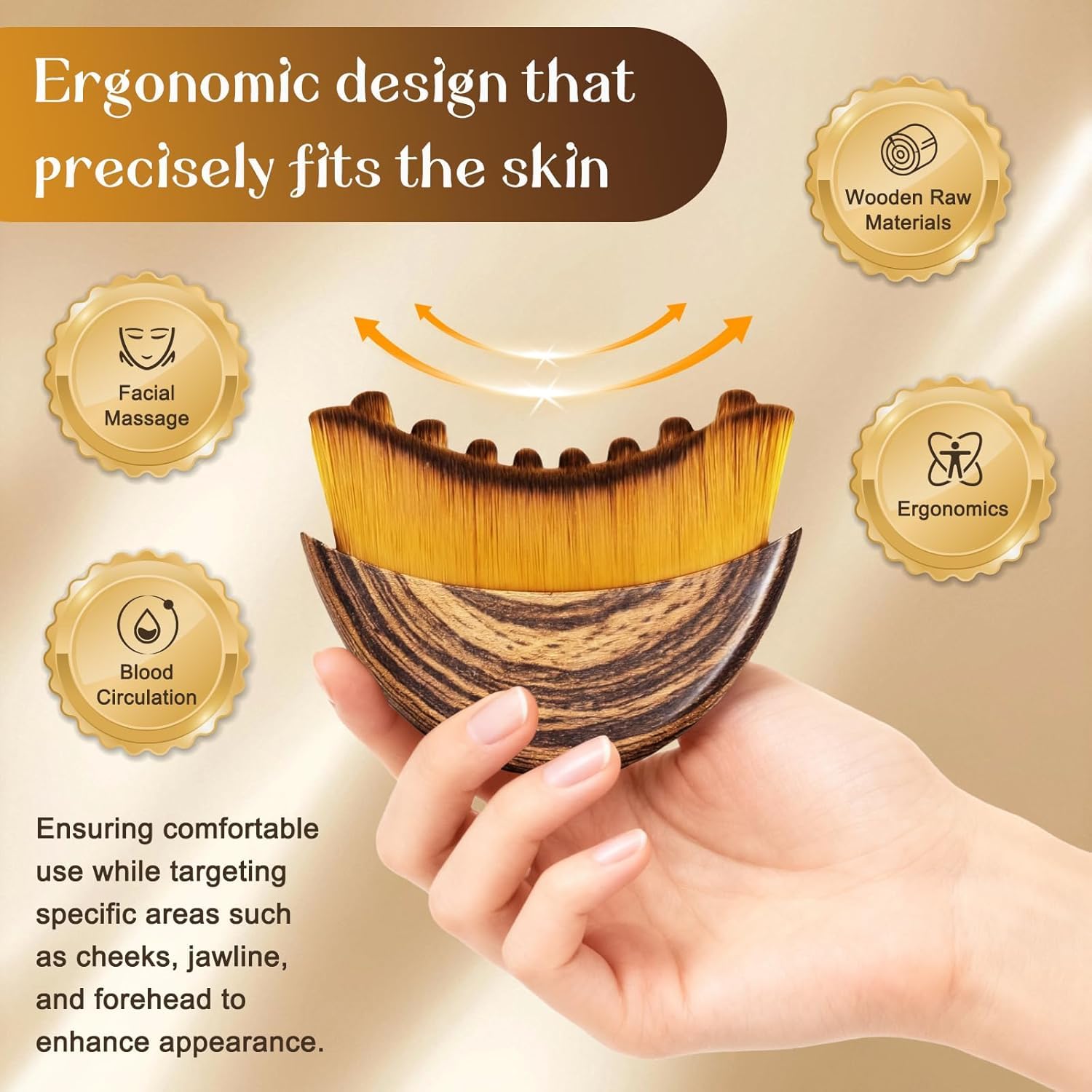 Lymphatic Brush Gua Sha for Face | De-Puffing Face Sculpting Tool, Jawline Definition & Skin Firming | Soft Bristle Facial Lymphatic Drainage Brush for Massage & Skincare Use Secondary image