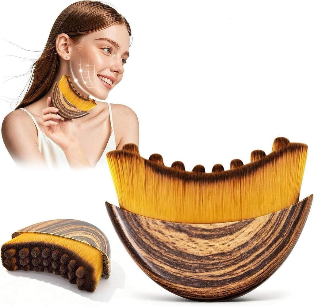 Lymphatic Brush Gua Sha for Face | De-Puffing Face Sculpting Tool, Jawline Definition & Skin Firming | Soft Bristle Facial Lymphatic Drainage Brush for Massage & Skincare Use