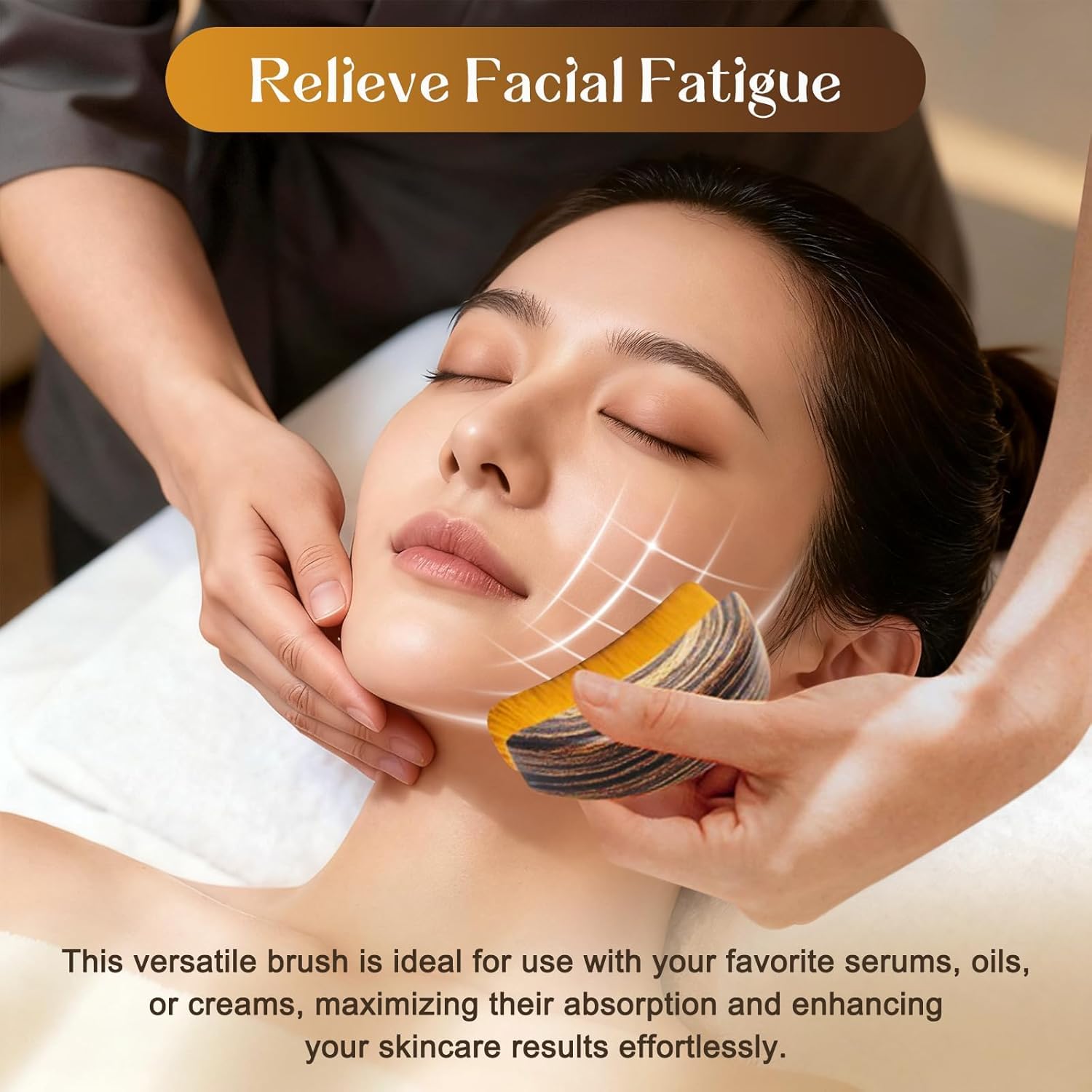 Lymphatic Brush Gua Sha for Face | De-Puffing Face Sculpting Tool, Jawline Definition & Skin Firming | Soft Bristle Facial Lymphatic Drainage Brush for Massage & Skincare Use