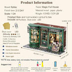 Spilay DIY Miniature Dollhouse Wooden Furniture Kit,Handmade Mini Modern Model Plus with Dust Cover & LED,1:24 Scale Creative Doll House for Lover Friend Gift (Magic House)