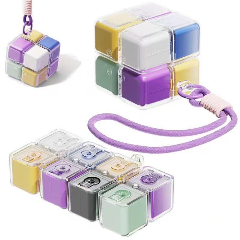 Magnetic Pill Organizer Cube Pill Box Keychain Magnetic Cube Medicine Organizer for Travel & Daily Use Portable Mini Pill Holder with Key Ring Secure Storage for Tablets & Vitamins Daily use All Key Ring. Main image