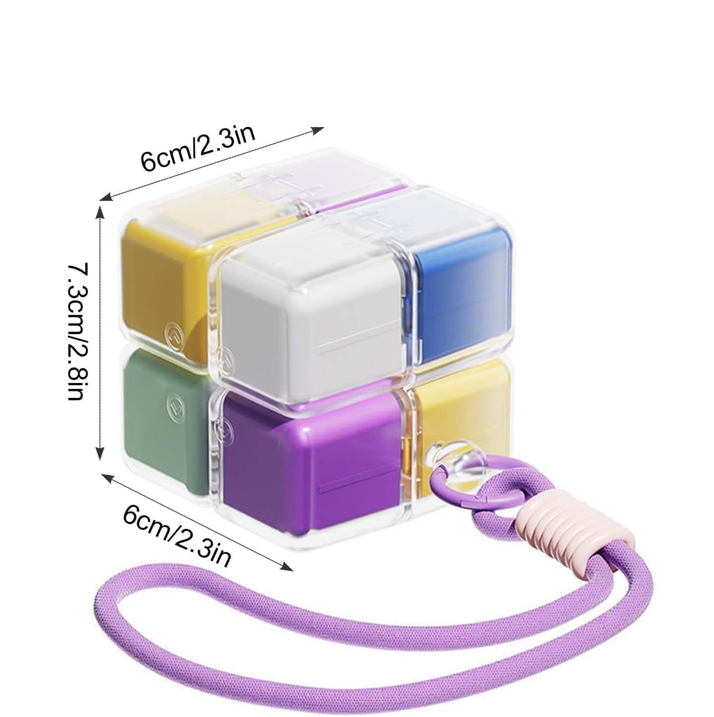 Magnetic Pill Organizer Cube Pill Box Keychain Magnetic Cube Medicine Organizer for Travel & Daily Use Portable Mini Pill Holder with Key Ring Secure Storage for Tablets & Vitamins Daily use All Key Ring.