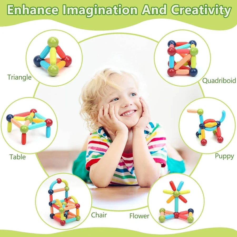 Magnetic Sticks Building Blocks for Kids Toys for Girls | Magnetic Toys for Boys Age 3+ Year 4 5 6 7 8 10 12 14 Old Educational Stem Learning Magnet Stick with Balls Game Set (36 PCS) Secondary image