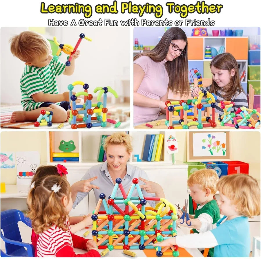 Magnetic Sticks Building Blocks for Kids Toys for Girls | Magnetic Toys for Boys Age 3+ Year 4 5 6 7 8 10 12 14 Old Educational Stem Learning Magnet Stick with Balls Game Set (36 PCS)