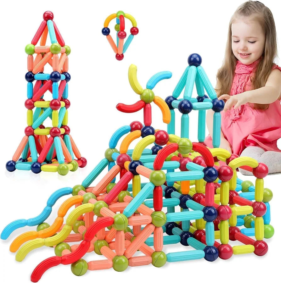 Magnetic Sticks Building Blocks for Kids Toys for Girls | Magnetic Toys for Boys Age 3+ Year 4 5 6 7 8 10 12 14 Old Educational Stem Learning Magnet Stick with Balls Game Set (36 PCS)